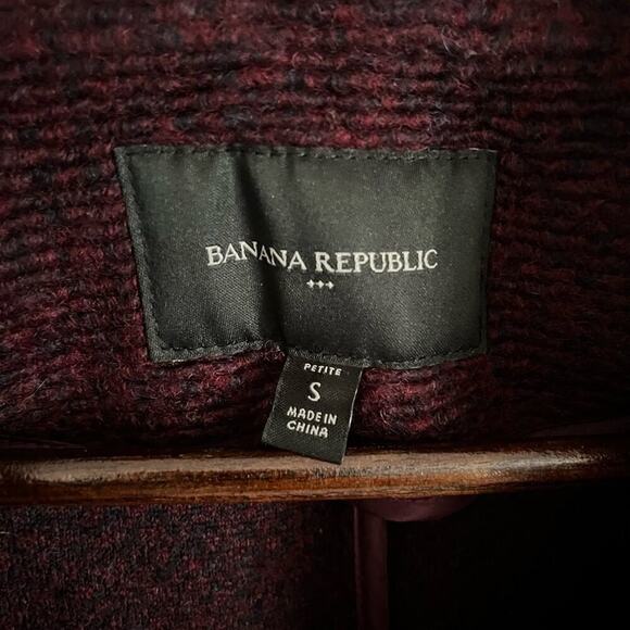 Banana Republic Knit Wool Overcoat Boucle Fall Coat Two Button Burgundy Wine S - Picture 6 of 10